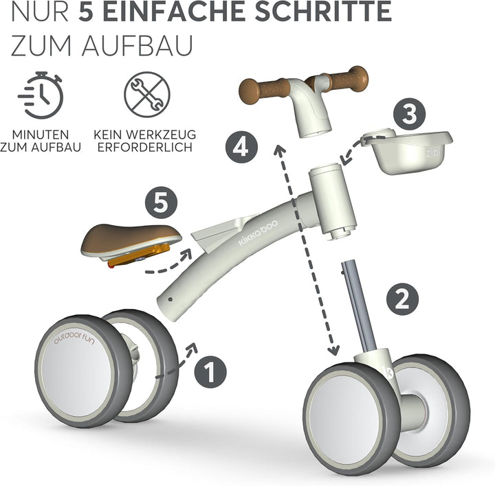 KikkaBoo ZIPI Fahrrad Ohne Pedale, Laufrad mit Korb, Einstellbar, Kinderspielzeug, Baby-Geschenk Min