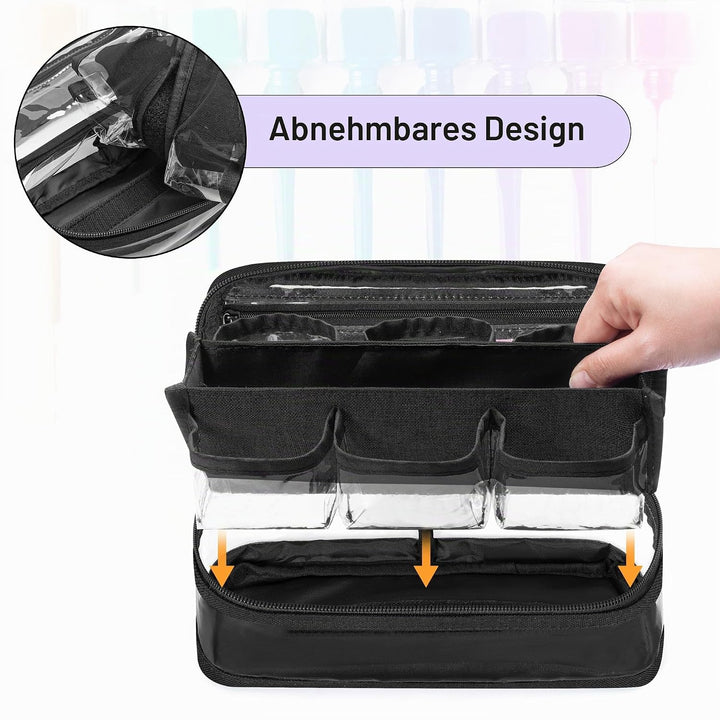 BAFASO Nagellack Aufbewahrungstasche, Nagellack Organizer Tasche für 12 Flaschen(bis zu 15ML), Nail