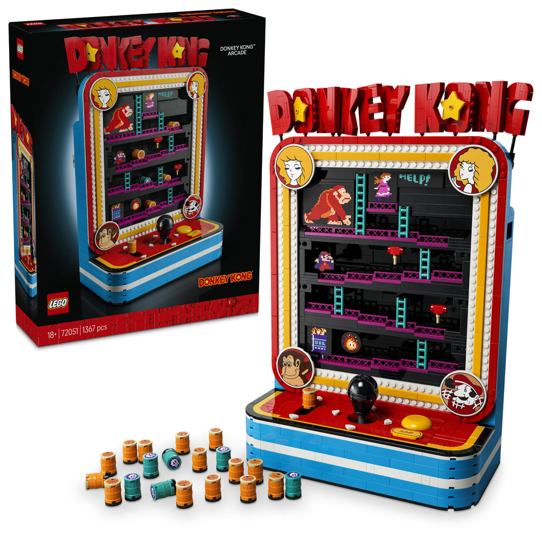 LEGO Super Mario Donkey Kong Arcade - Interaktives 3D Modellbau für Erwachsene mit Joystick &amp; Fässer