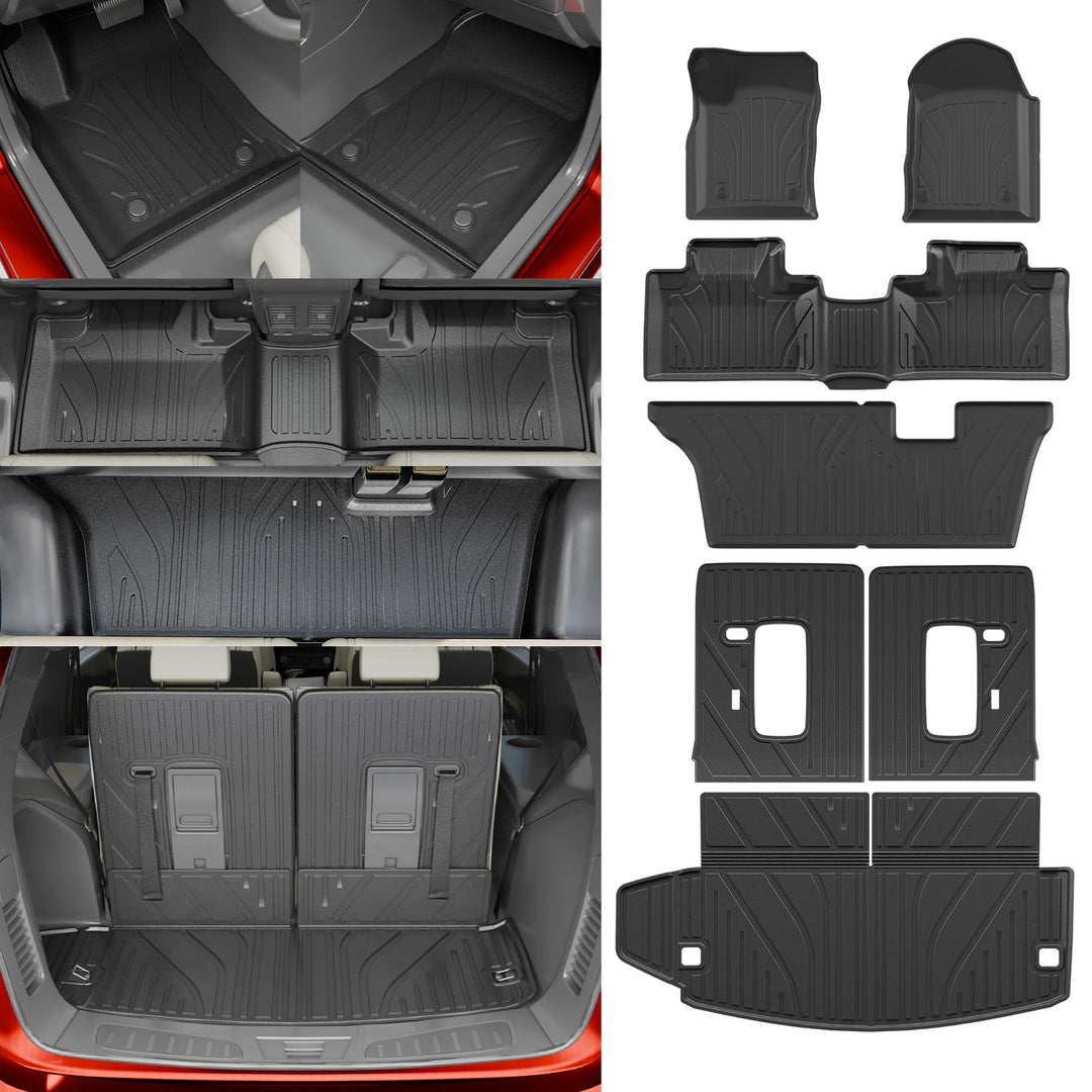 Fussmatten kompatibel mit Dodge Durango 7-Sitzer Kofferraummatte 2016–2024, Allwetter-Rücksitzbezug,