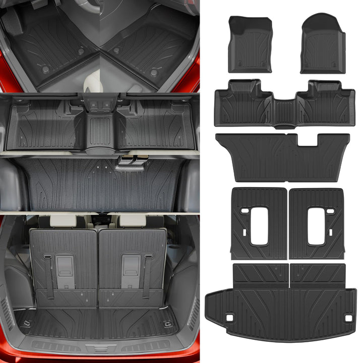 Fussmatten kompatibel mit Dodge Durango 7-Sitzer Kofferraummatte 2016–2024, Allwetter-Rücksitzbezug,