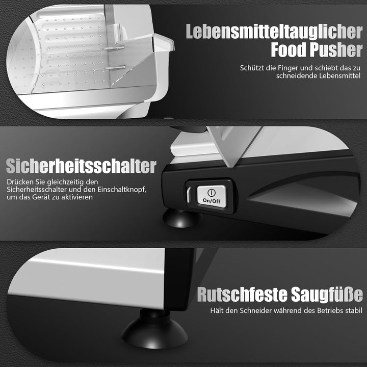 YASHE Elektrische Allesschneider Mit Leisem DC-Motor, 200W Brotschneidemaschine, Duale 19CM Edelstah