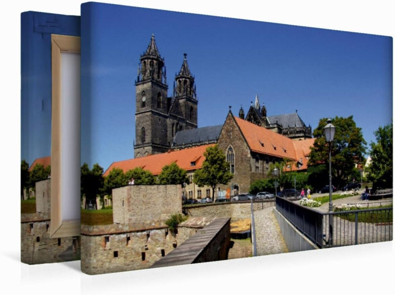 Premium Textil-Leinwand 45 x 30 cm Quer-Format Dom in Magdeburg mit Vastion Clewe | Wandbild, HD-Bil