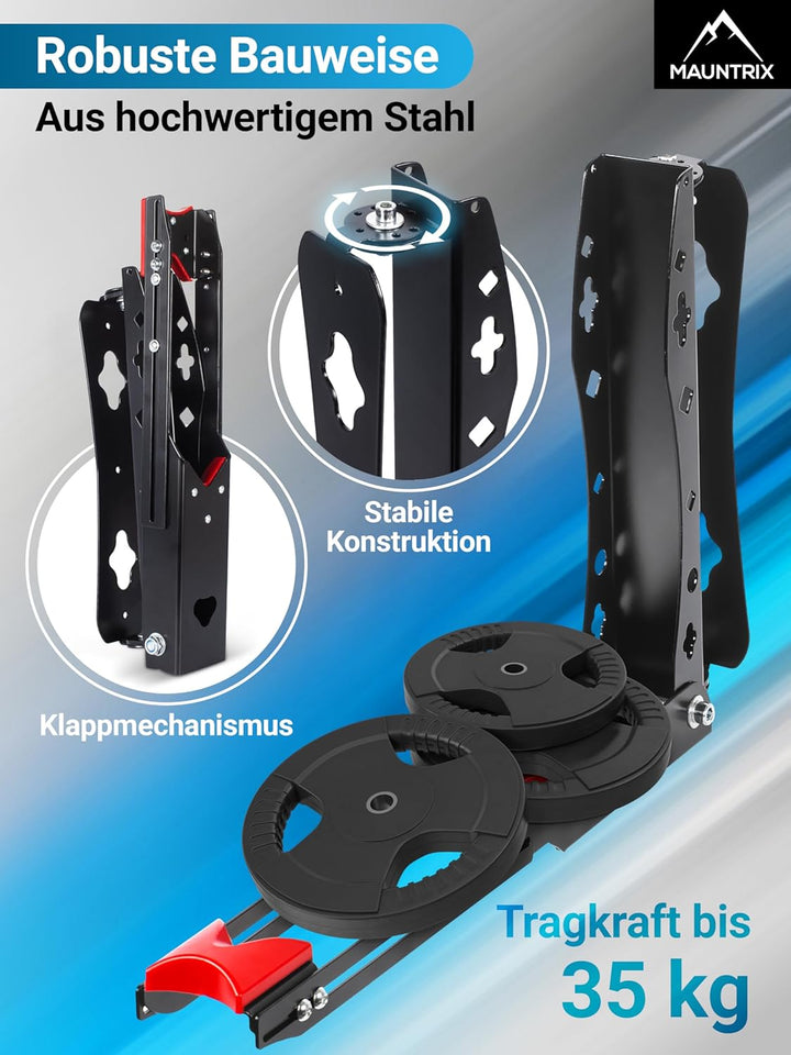 Mauntrix - schwenkbare Fahrradwandhalterung | Halterung für 16–29 Zoll Räder | Wandhalter aus Stahl