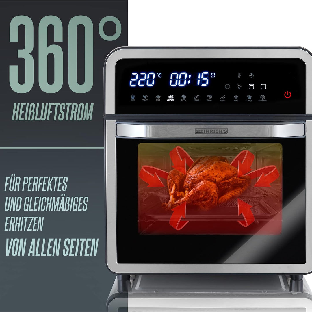 HEINRICHS Heissluftfritteuse Air Fryer mit digitalen LED-Display LCD Touch Display, 11 Pragrammen 18