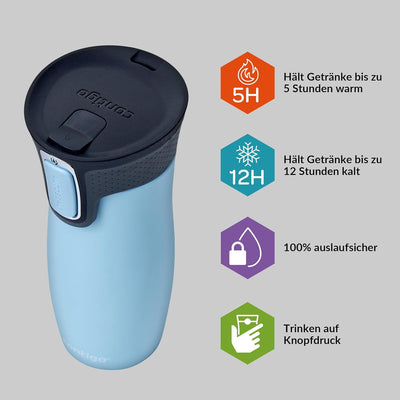 Contigo West Loop Autoseal Thermobecher, Edelstahl Isolierbecher, Kaffeebecher To Go, BPA frei, ausl