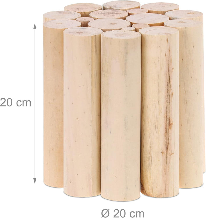 Relaxdays Blumenhocker, Holz, rund, gedrechselt, für Blumentöpfe & Pflanzkübel, Blumenständer HxD: 2