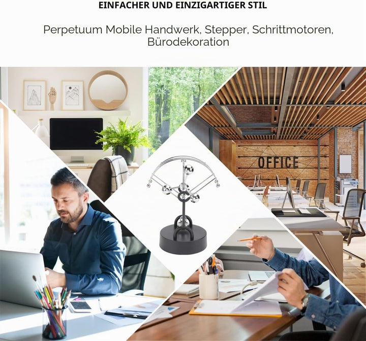 VICASKY Perpetuum Mobile Schreibtischspielzeug Silber Elektronisches Newton Pendel Bürodekoration Ph
