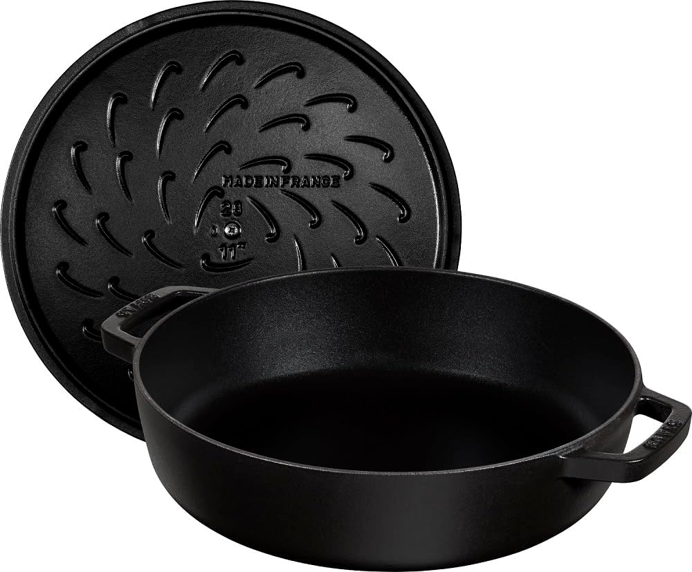 STAUB Gusseisen Bräter, Chistera Tropfenstruktur im Deckel, Rund 24 cm, 2,5 L, Schwarz Schwarz 24 cm