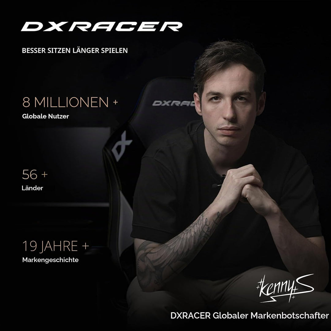 DXRacer Prince L Schwarz &amp; Blau PVC Leder das Orginal Gaming Stuhl, Schreibtischstuhl, Bürostuhle, O