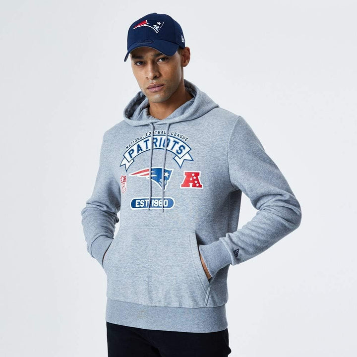 New Era NFL New England Patriots Graphic TD Hoodie Pullover S Gray, S Gray