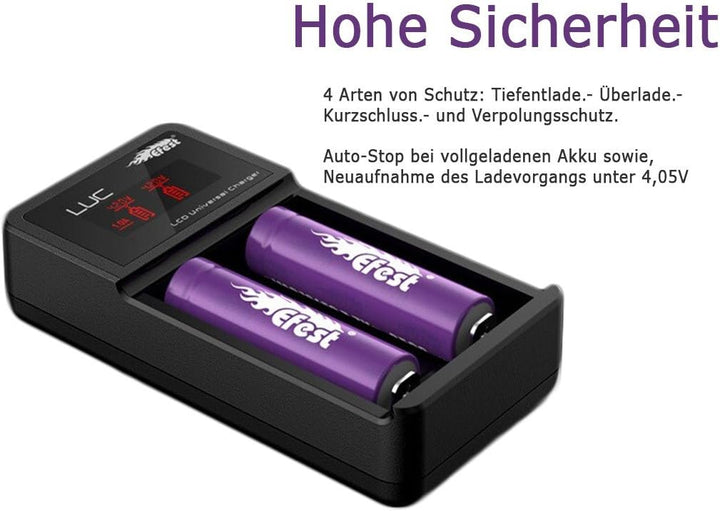 Efest LUC LCD Ladegerät für Li-Ionen Akkus incl. KFZ Adapter von Dampferkiste