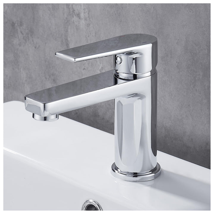 GRICOL Wasserhahn Bad Waschbecken Massiv Messing Mischbatterie Einhebelarmatur Badarmaturen Silber