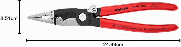 Knipex Elektro-Installationszange schwarz atramentiert, mit Kunststoff überzogen 200 mm 13 91 200