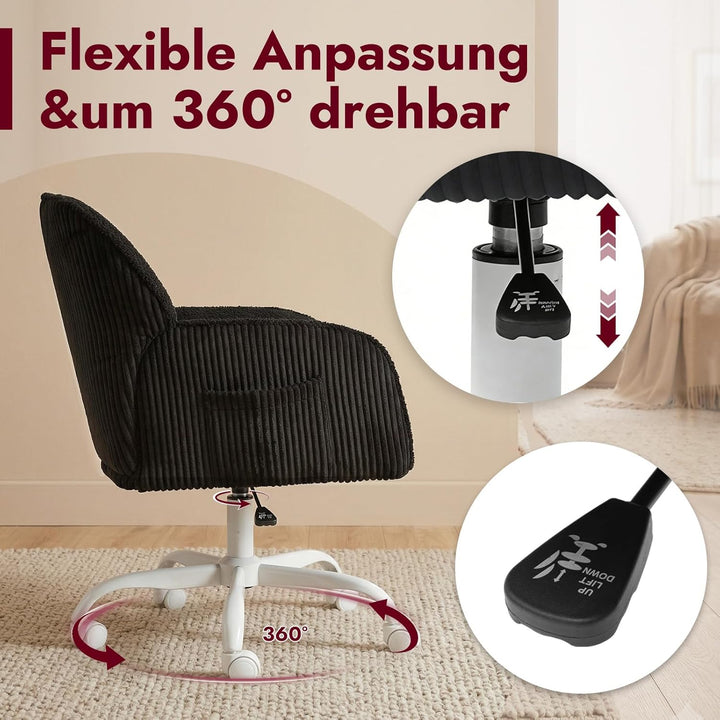 Bürostuhl Schreibtischstuhl Homeoffice Stuhl Schminktisch Stuhl – Sherpa- & Cordstoff, Ergonomisch m