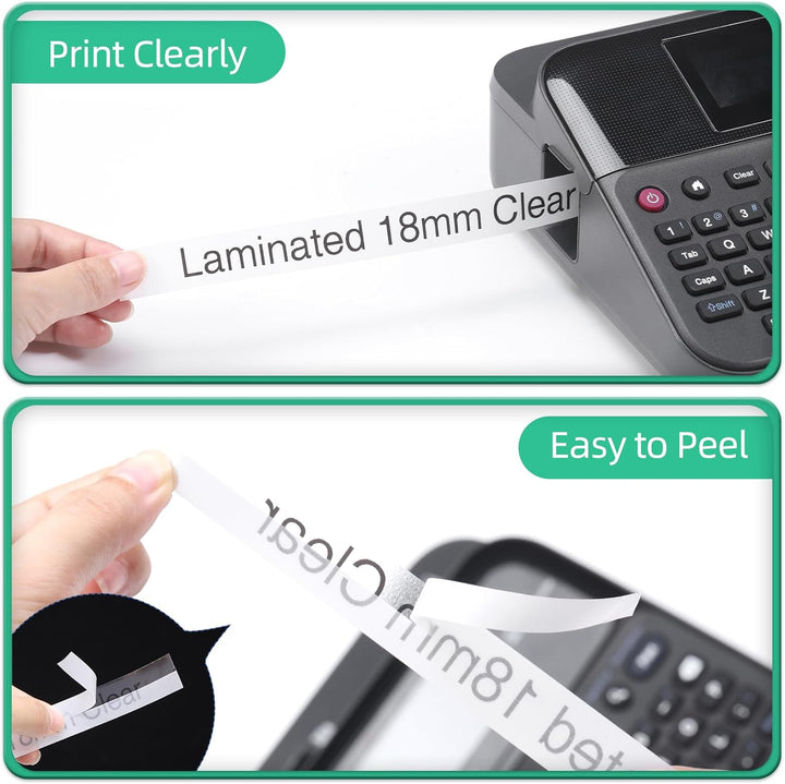 MarkField 18mm Clear Schriftband Kompatibel für Brother P-Touch Bänder 0.7" Transparent, TZ TZe-141
