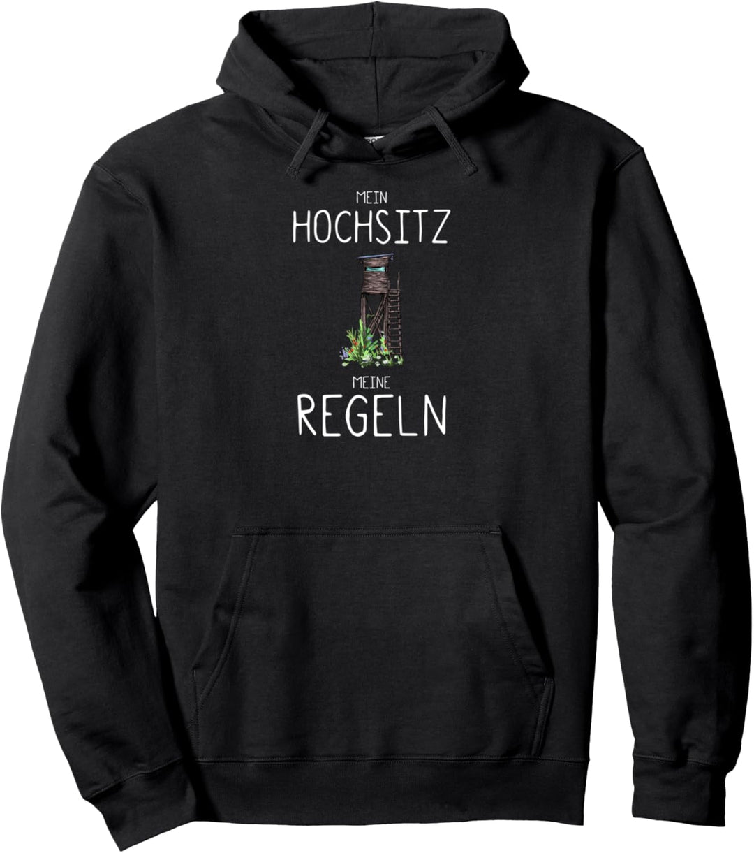 Mein Hochsitz I Jagd Wildschwein Rehwild Motiv für Jäger Pullover Hoodie