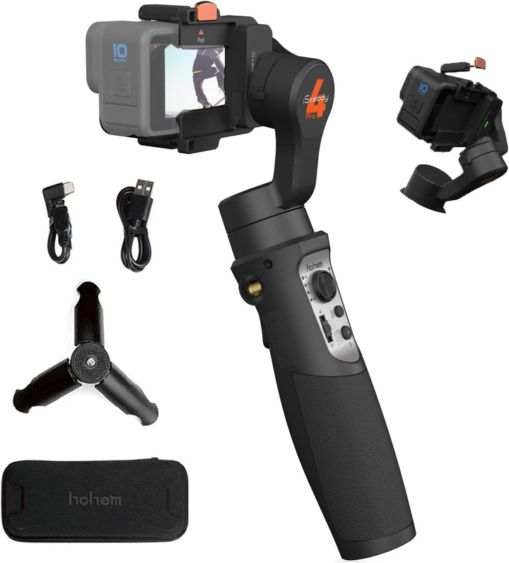 hohem iSteady Pro 4-Gimbal Stabilisator 3 Achsen kompatibel mit GoPro 12/11/10/9/8/7/6/5,für Osmo Ac