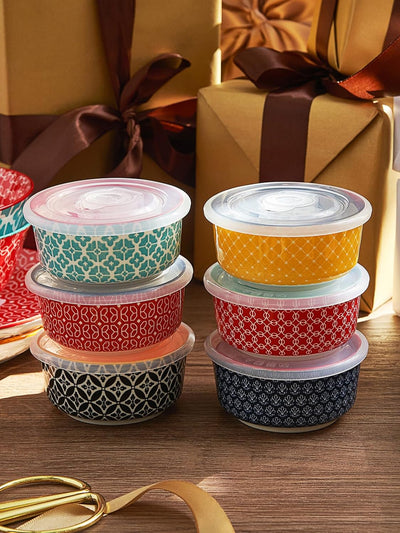 DOWAN Creme Brulee Schälchen mit Deckeln, 6 X 120ml Porzellan Souffle Förmchen Backofenfest, Auflauf