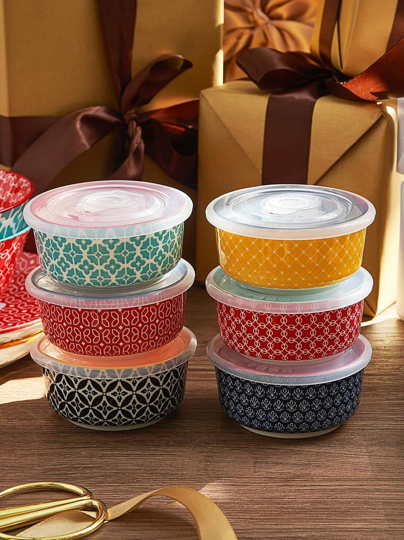 DOWAN Creme Brulee Schälchen mit Deckeln, 6 X 120ml Porzellan Souffle Förmchen Backofenfest, Auflauf