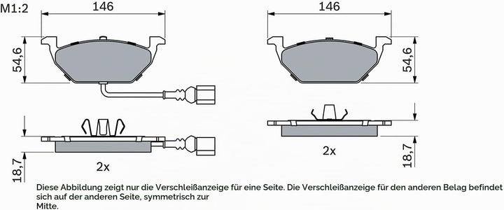 Bosch BP1445 Bremsbeläge - Vorderachse - ECE-R90 Zertifizierung - vier Bremsbeläge pro Set