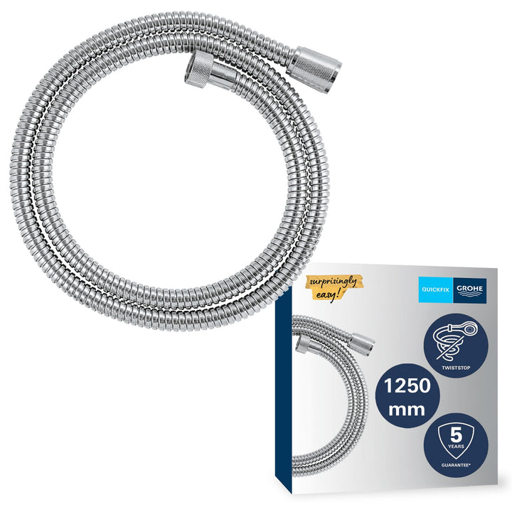 GROHE Vitalioflex, Duschschlauch aus Metall (1250 mm, verstärkte Ausführung, hitzebeständig, knickfe