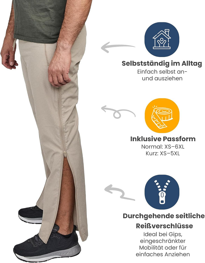 Dobsom Reha Hose Damen und Herren I Jogginghose seitlich zu öffnen I Sporthose Trainingshose mit dur