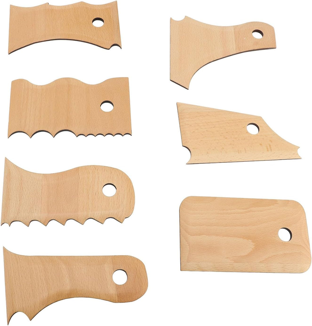 7 Stück Töpferei Trimming Tools Set Buche Holz Keramik Profil Rippe Bundle Fuss Formgeber Mehrere Fo