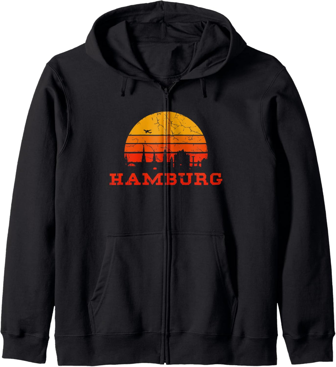 "Hamburg" Motiv mit Skyline von Hamburg im Sonnenuntergang Kapuzenjacke