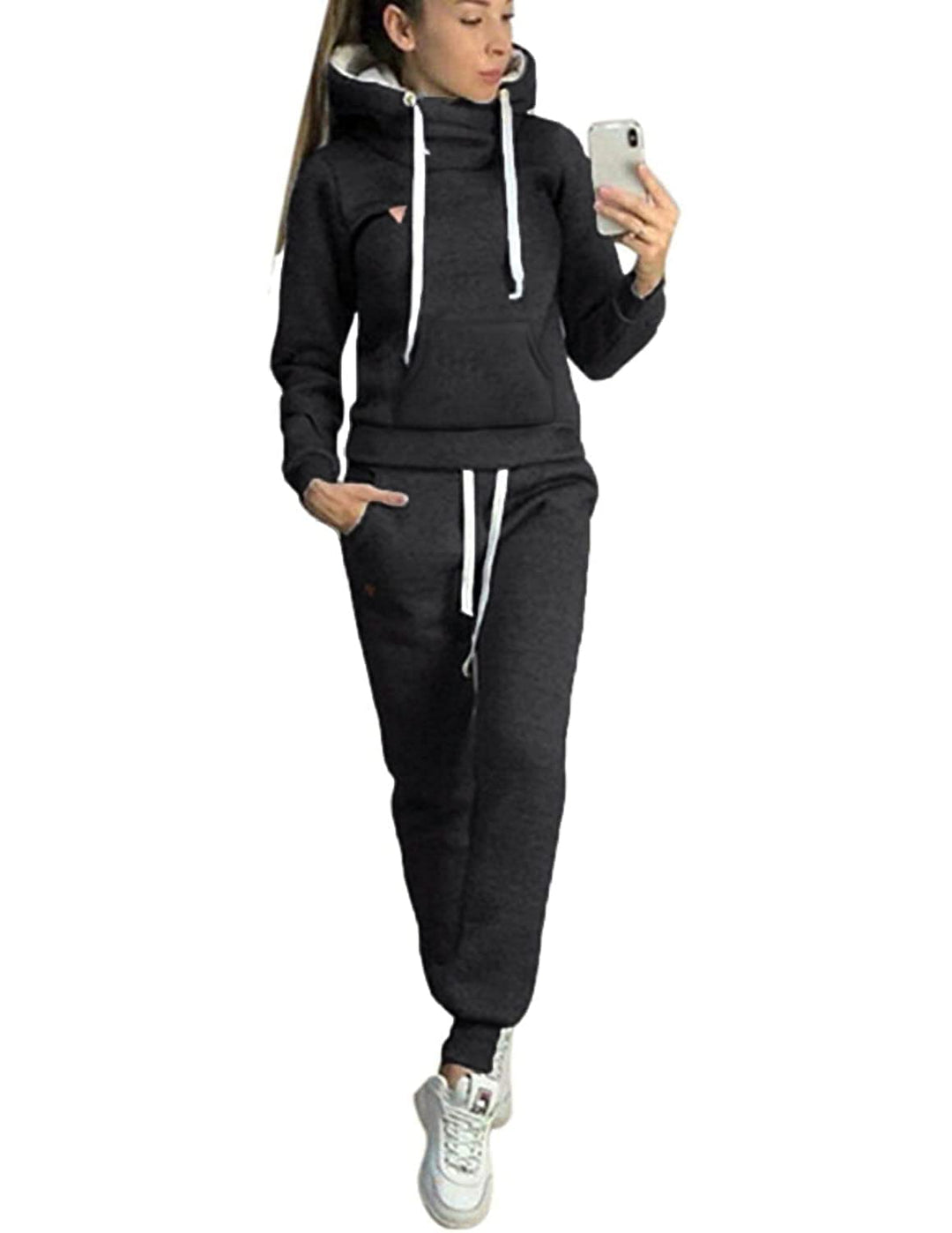 BUOYDM Trainingsanzug für Damen, lässig, Sportswear, Langarm, Sweatshirt + Jogginghose, Sport, für H