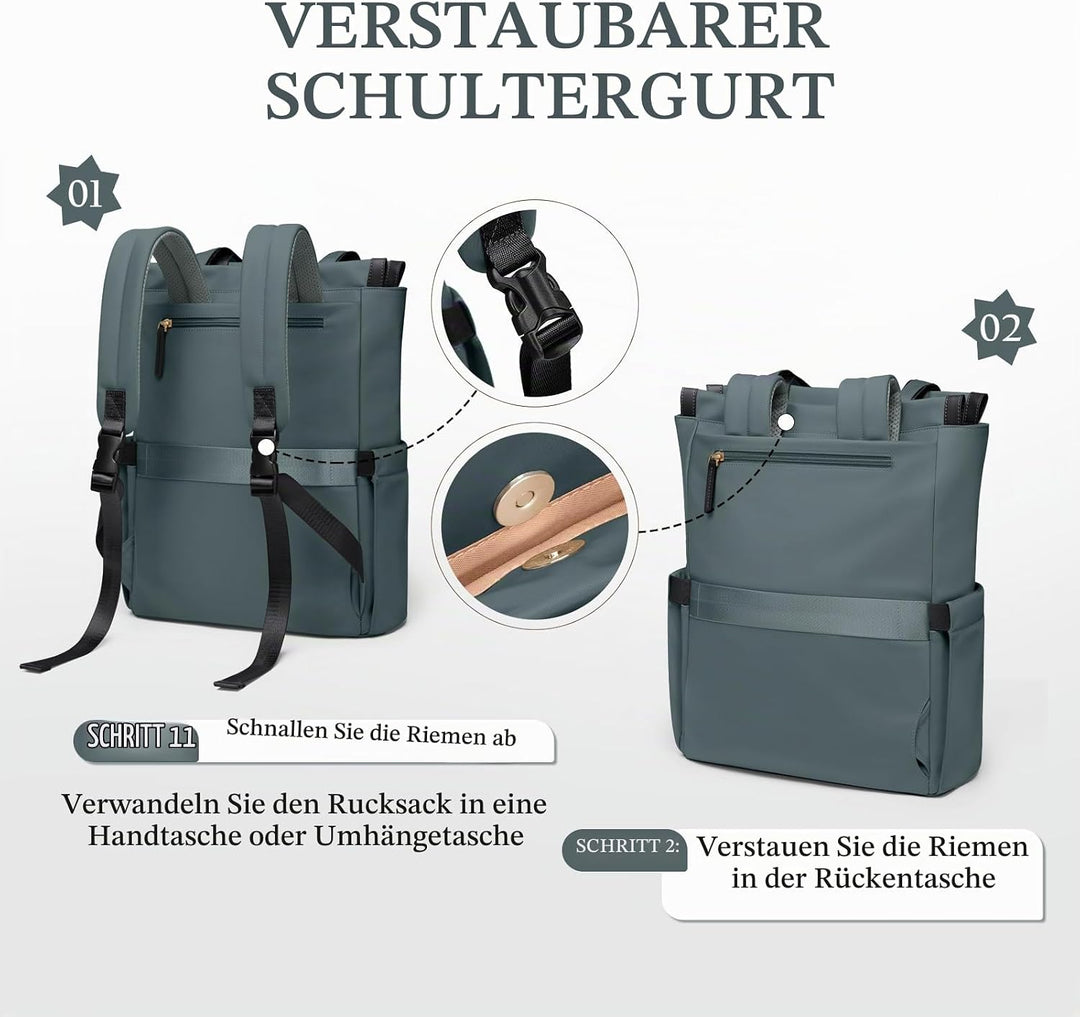 GOLF SUPAGS Convertible Laptop-Rucksack für Frauen Casual Daypack Notebook Tote Bag für Arbeit Hochs