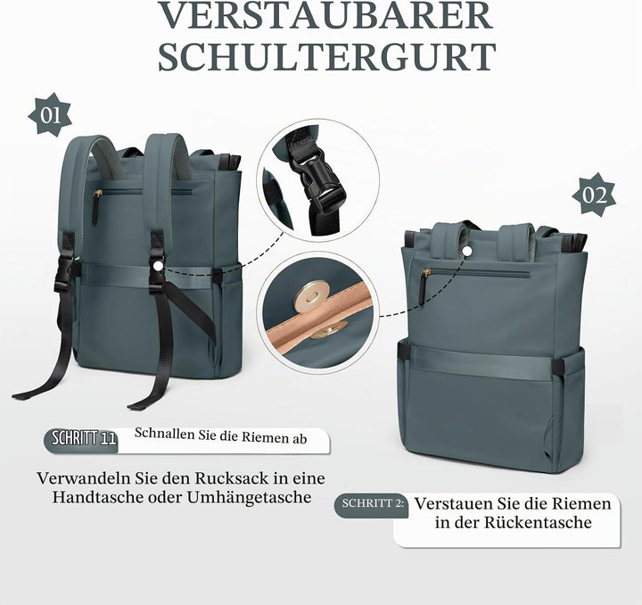 GOLF SUPAGS Convertible Laptop-Rucksack für Frauen Casual Daypack Notebook Tote Bag für Arbeit Hochs