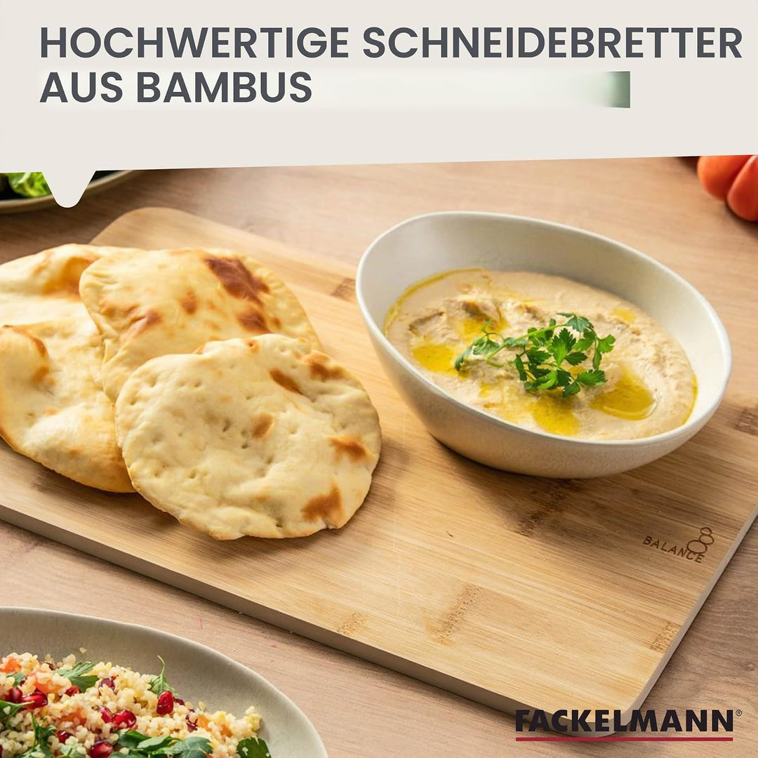 Fackelmann Balance Schneidebrett Holz Bambus – Grosses Holzbrett für die Küche für Fleisch, Fisch un