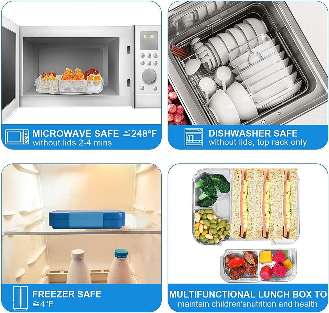 Lunchbox Kinder Bento Box, Brotdose mit Fächern, Robust und Auslaufsicher Brotzeitbox für Kinder Erw