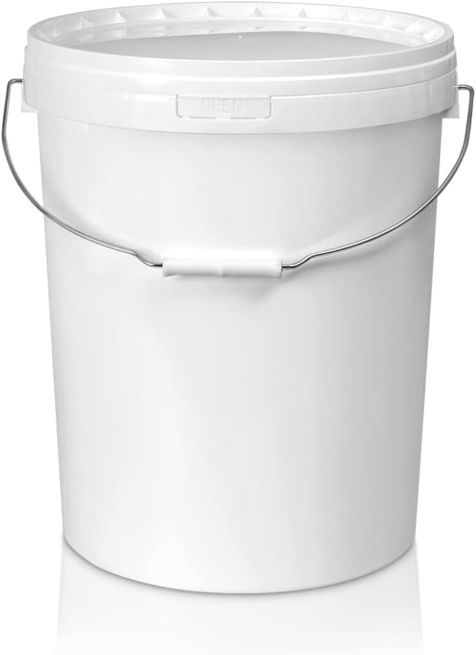 25 Liter Kunststoff Eimer mit Deckel & Metall Griff Arm, langlebig,,, strapazierfähig Bucket