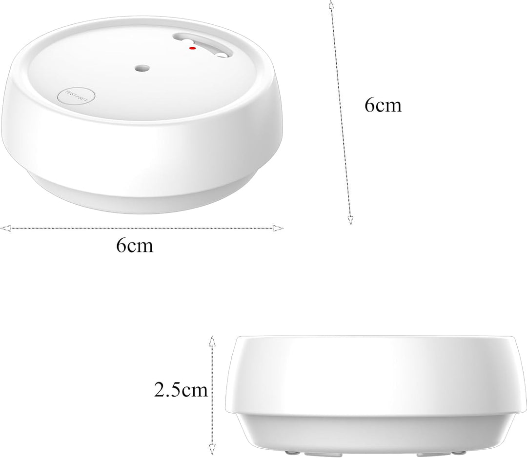 Wassermelder WLAN mit Batterie, IP66 Wassersensor, 80dB Wasseralarm Kompatibel mit Tuya/Smart Life A