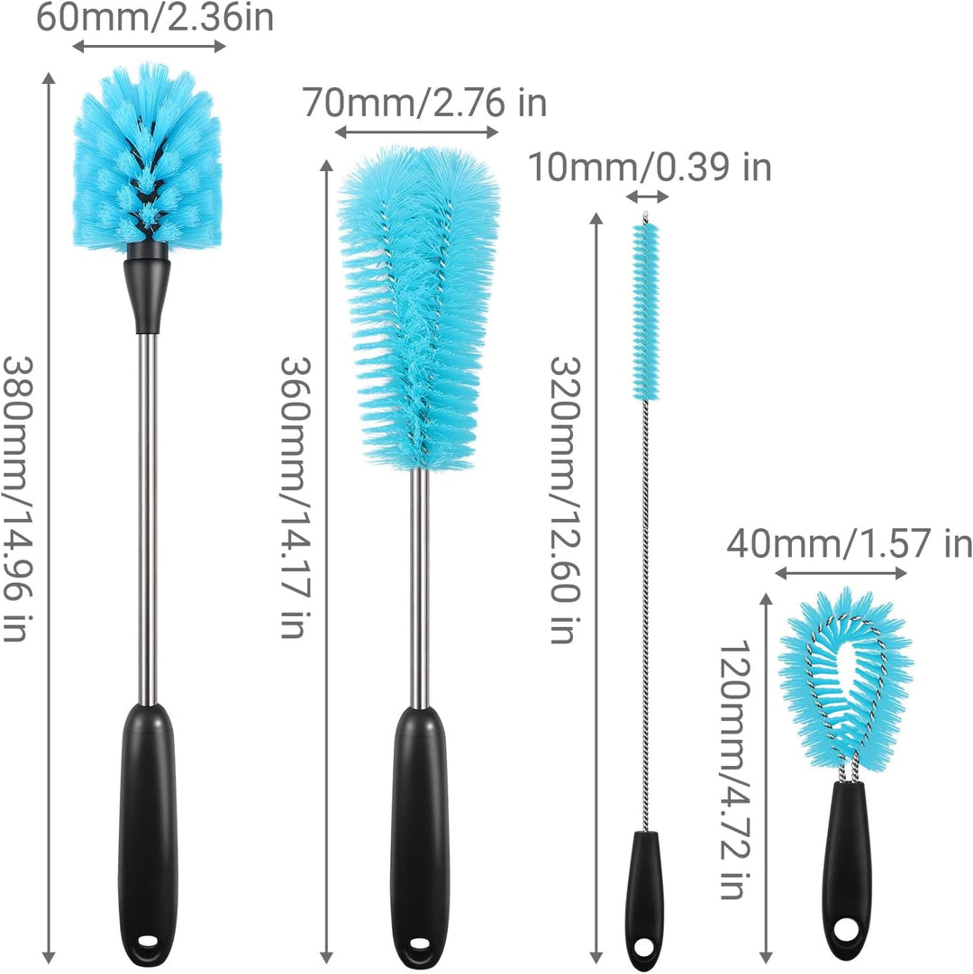 Flaschenbürsten-4er-Set –38 cm Lang, Reinigungsbürsten, Küchenbürsten, mit Strohhalmreiniger und Dec