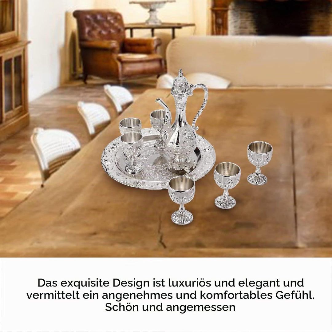 Vintage Exquisite Metall Weinglas Krug Set,Retro Türkischen Europäischen Stil Kunsthandwerk Teekanne