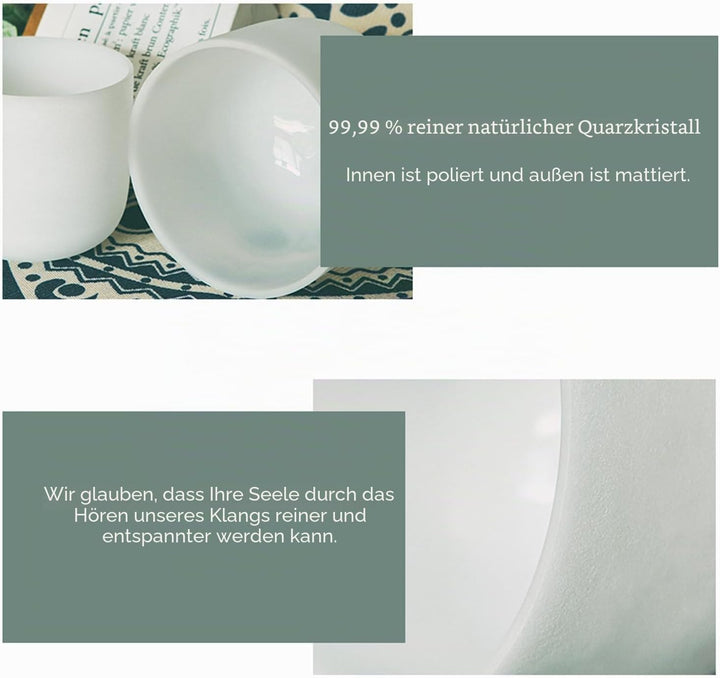 Hye-eun Kristall Klangschalen Set 432hz 8"G 10"E 12"C 3 stück mit freier Tragetasche Schlägel für So