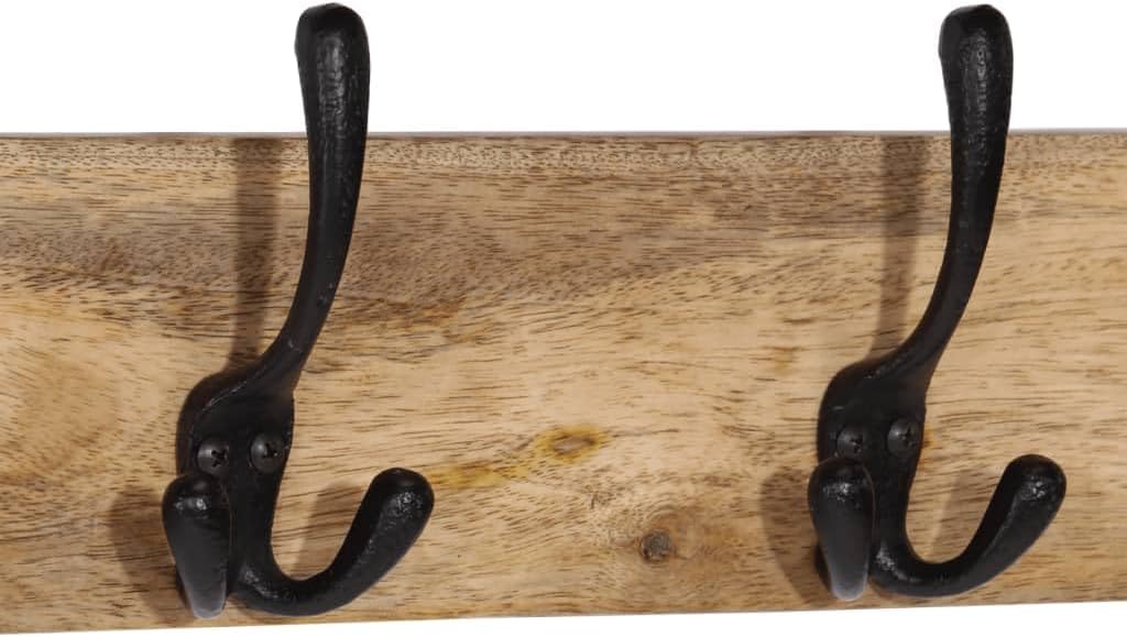 Hothingwell Wandgarderobe, Mangoholz, massiv, 4 Haken | Mit Regal, praktisches Design, tropisches Ha
