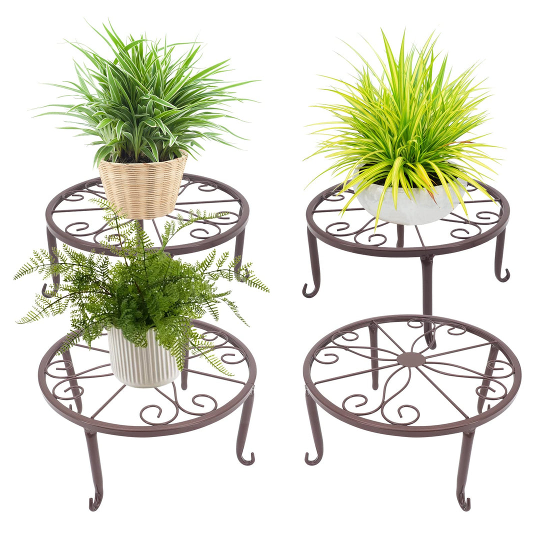 Gearific 4 Stück Metall Pflanzenständer, Eisen Pflanzenhalter, Blumentopfständer für Indoor Outdoor