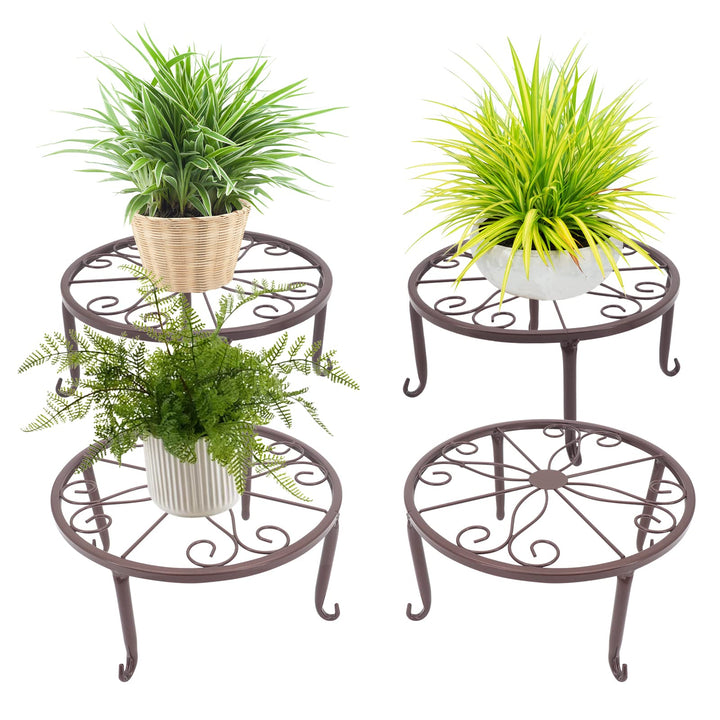 Gearific 4 Stück Metall Pflanzenständer, Eisen Pflanzenhalter, Blumentopfständer für Indoor Outdoor