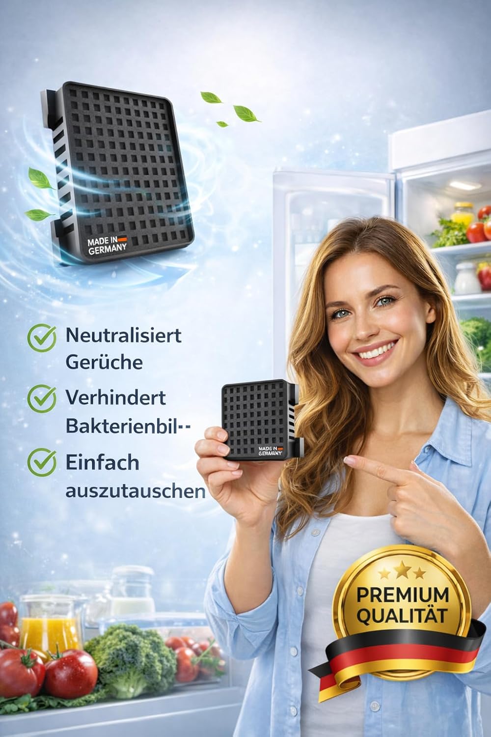 2er Set Aktivkohlefilter für Liebherr Kühlschrank 909698900, 988242900, 988246000 – Ersatz Fresh Air