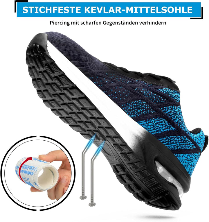 TAERGU Sicherheitsschuhe Herren Damen-S1 Arbeitsschuhe mit Stahlkappe Leicht Klettverschluss SBP Sta