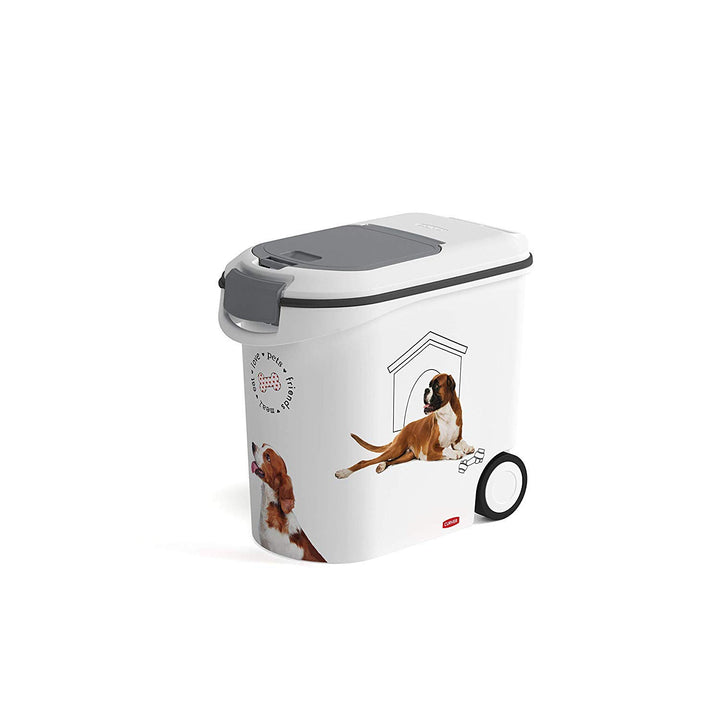 Curver 241095 Futter-Container 12kg I 35L, weiss/grau/Love Pets Hunde, 49,3 x 27,8 x 42,5 cm Weiss /
