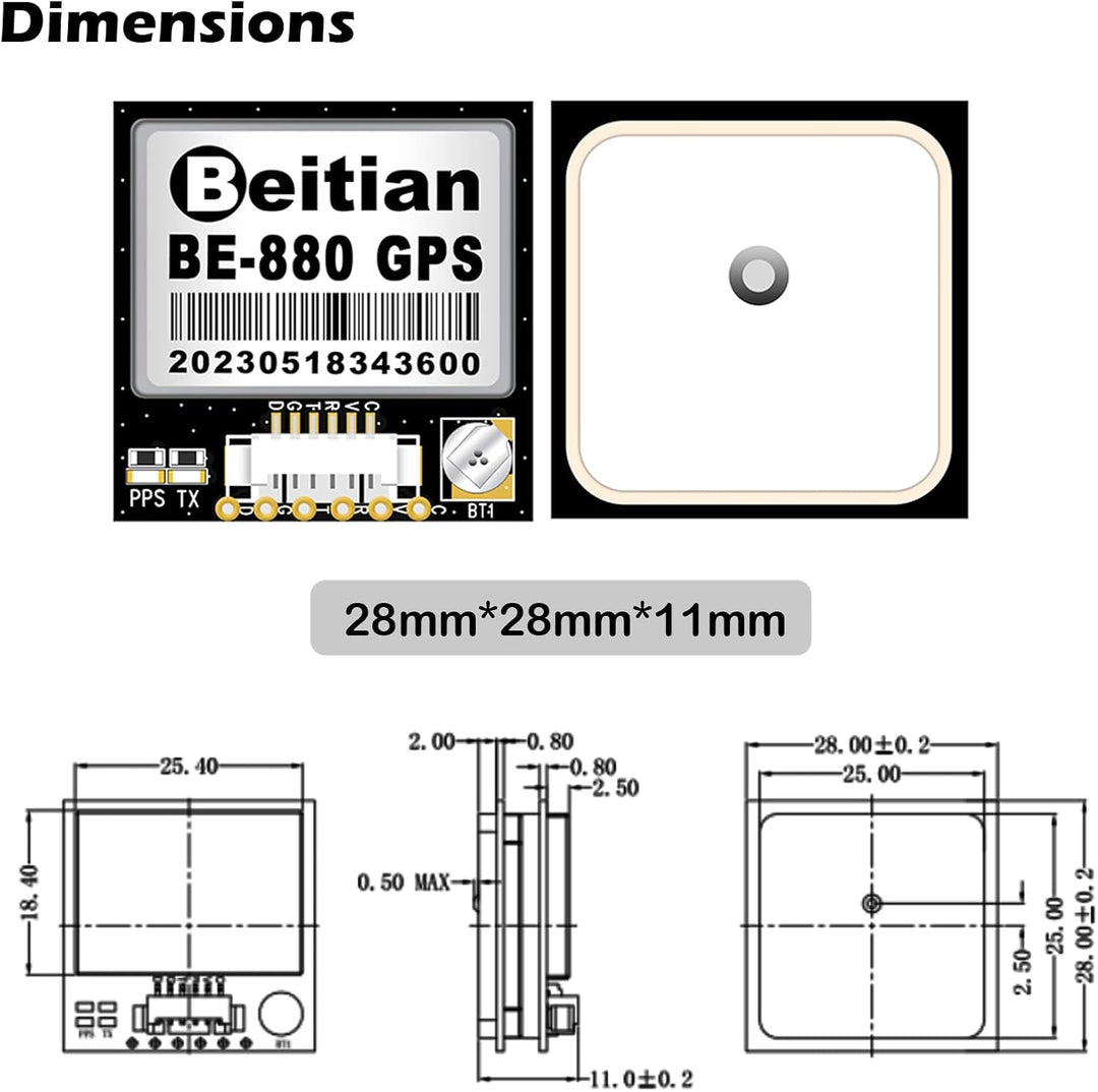 Geekstory BE-880 GPS Receiver Module with Flash HMC5883L Compass 10th Chip GPS Antenna TTL Level 384