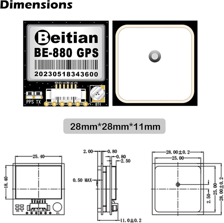 Geekstory BE-880 GPS Receiver Module with Flash HMC5883L Compass 10th Chip GPS Antenna TTL Level 384