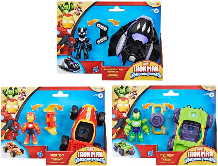 Marvel Iron Man und Seine fantastischen Freunde – Spielzeug-Bundle mit 3 Action-Figuren und 3 Fahrze