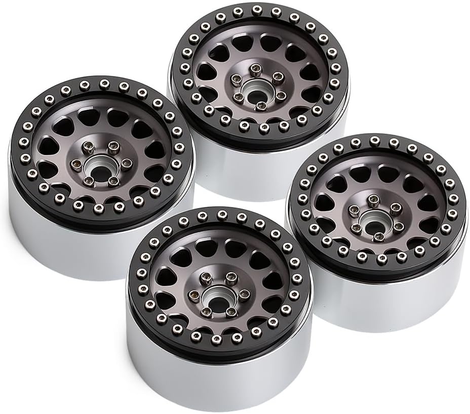 INJORA 4 Stücke 2,2 Beadlock Felgen Metall Räder Felge Set für 1:10 RC Rock Crawler Axial SCX10 RR10