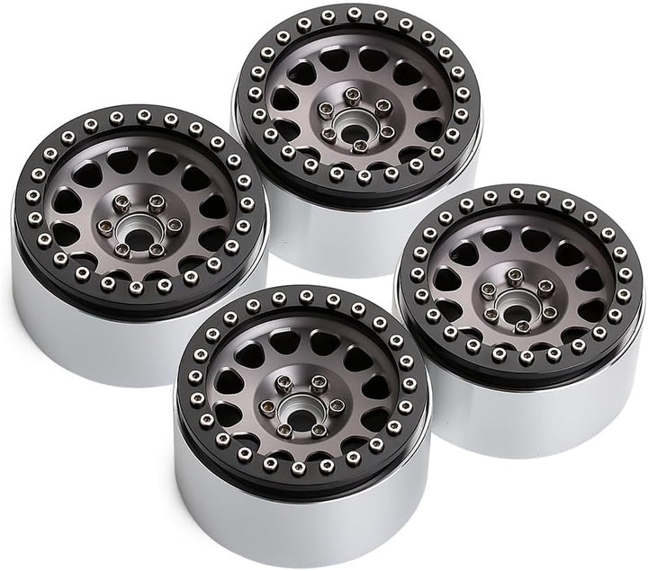 INJORA 4 Stücke 2,2 Beadlock Felgen Metall Räder Felge Set für 1:10 RC Rock Crawler Axial SCX10 RR10